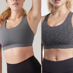 Two Athleta Ultimate Bras D-DD Cup Mist Black/Cool Grey and Heathered Gr…
